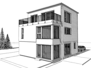 Fertighaus ELK HAUS 178 Flachdach von ELK Fertighaus Schlüsselfertig ab 295639€, Cubushaus Außenansicht 5