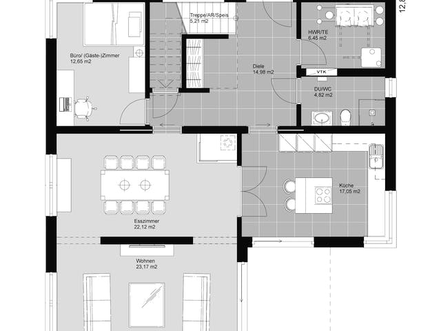 Fertighaus ELK HAUS 186 Flachdach von ELK Fertighaus Schlüsselfertig ab 313488€, Cubushaus Grundriss 1