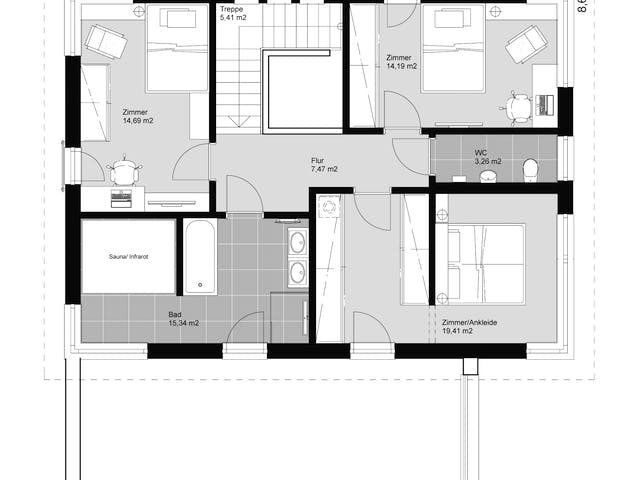Fertighaus ELK HAUS 186 Flachdach von ELK Fertighaus Schlüsselfertig ab 313488€, Cubushaus Grundriss 2