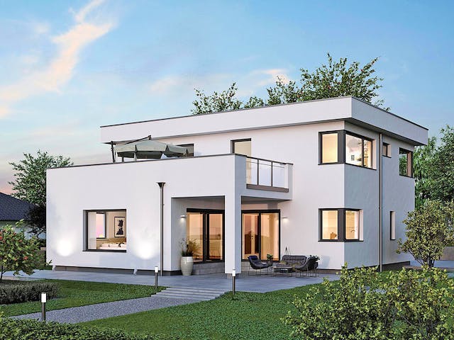Fertighaus ELK HAUS 186 Flachdach von ELK Fertighaus Schlüsselfertig ab 313488€, Cubushaus Außenansicht 1