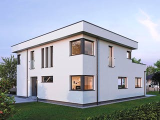Fertighaus ELK HAUS 186 Flachdach von ELK Fertighaus Schlüsselfertig ab 313488€, Cubushaus Außenansicht 2
