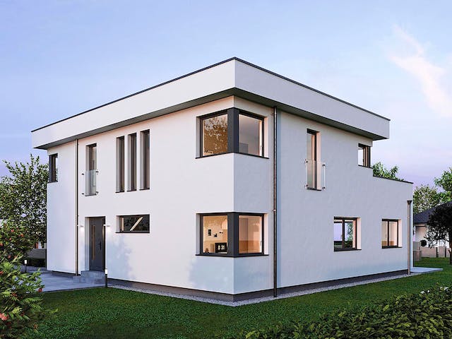 Fertighaus ELK HAUS 186 Flachdach von ELK Fertighaus Schlüsselfertig ab 313488€, Cubushaus Außenansicht 2