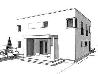 Fertighaus ELK HAUS 189 Flachdach von ELK Fertighaus Schlüsselfertig ab 297715€, Cubushaus Außenansicht 1