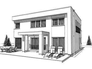 Fertighaus ELK HAUS 189 Flachdach von ELK Fertighaus Schlüsselfertig ab 297715€, Cubushaus Außenansicht 3