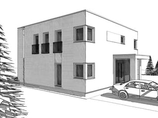 Fertighaus ELK HAUS 189 Flachdach von ELK Fertighaus Schlüsselfertig ab 297715€, Cubushaus Außenansicht 4