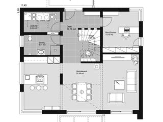 Fertighaus ELK HAUS 189 Flachdach von ELK Fertighaus Schlüsselfertig ab 297715€, Cubushaus Grundriss 1