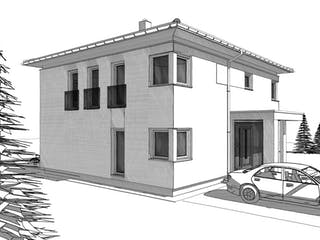 Fertighaus ELK HAUS 189 Walmdach von ELK Fertighaus Schlüsselfertig ab 296940€, Stadtvilla Außenansicht 1