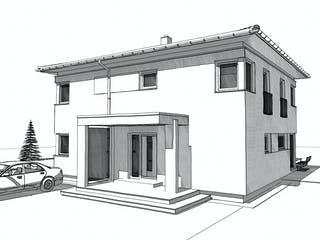 Fertighaus ELK HAUS 189 Walmdach von ELK Fertighaus Schlüsselfertig ab 296940€, Stadtvilla Außenansicht 3