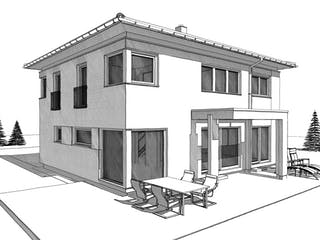 Fertighaus ELK HAUS 189 Walmdach von ELK Fertighaus Schlüsselfertig ab 296940€, Stadtvilla Außenansicht 4
