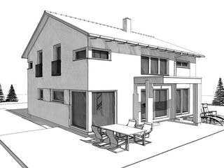 Fertighaus ELK HAUS 189 Satteldach 25° von ELK Fertighaus Schlüsselfertig ab 298353€, Satteldach-Klassiker Außenansicht 3