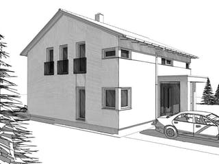 Fertighaus ELK HAUS 189 Satteldach 25° von ELK Fertighaus Schlüsselfertig ab 298353€, Satteldach-Klassiker Außenansicht 4