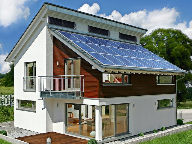 Fertighaus Emotion (Plusenergiehaus) von WEISS Holzhausbau und Haustechnik Schlüsselfertig ab 280000€, Außenansicht 2