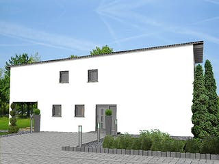 Fertighaus EXU - 136-P von Erkens Holztechnik Ausbauhaus ab 235000€, Pultdachhaus Außenansicht 3