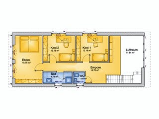 Fertighaus EXU - 136-P von Erkens Holztechnik Ausbauhaus ab 235000€, Pultdachhaus Grundriss 2