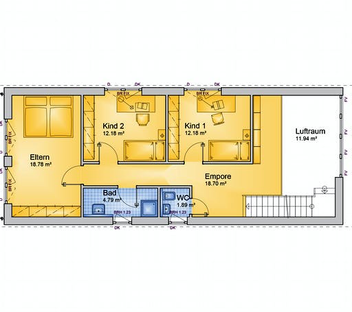 Fertighaus EXU - 136-P von Erkens Holztechnik Ausbauhaus ab 235000€, Pultdachhaus Grundriss 2
