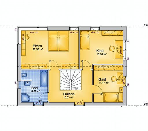 Fertighaus FAMI - 136-S von Erkens Holztechnik Ausbauhaus ab 208000€, Satteldach-Klassiker Grundriss 2
