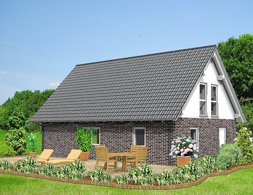 Fertighaus FAMI - 137-S von Erkens Holztechnik Ausbauhaus ab 195000€, Satteldach-Klassiker Außenansicht 2