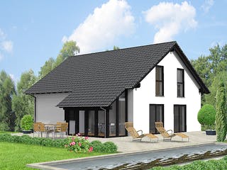 Fertighaus FAMI - 138-S von Erkens Holztechnik Ausbauhaus ab 215000€, Satteldach-Klassiker Außenansicht 1