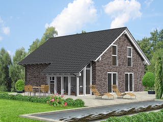 Fertighaus FAMI - 138-S von Erkens Holztechnik Ausbauhaus ab 215000€, Satteldach-Klassiker Außenansicht 2