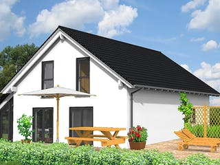 Fertighaus FAMI - 138-S von Erkens Holztechnik Ausbauhaus ab 215000€, Satteldach-Klassiker Außenansicht 3