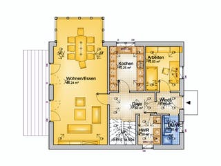 Fertighaus FAMI - 138-S von Erkens Holztechnik Ausbauhaus ab 215000€, Satteldach-Klassiker Grundriss 1