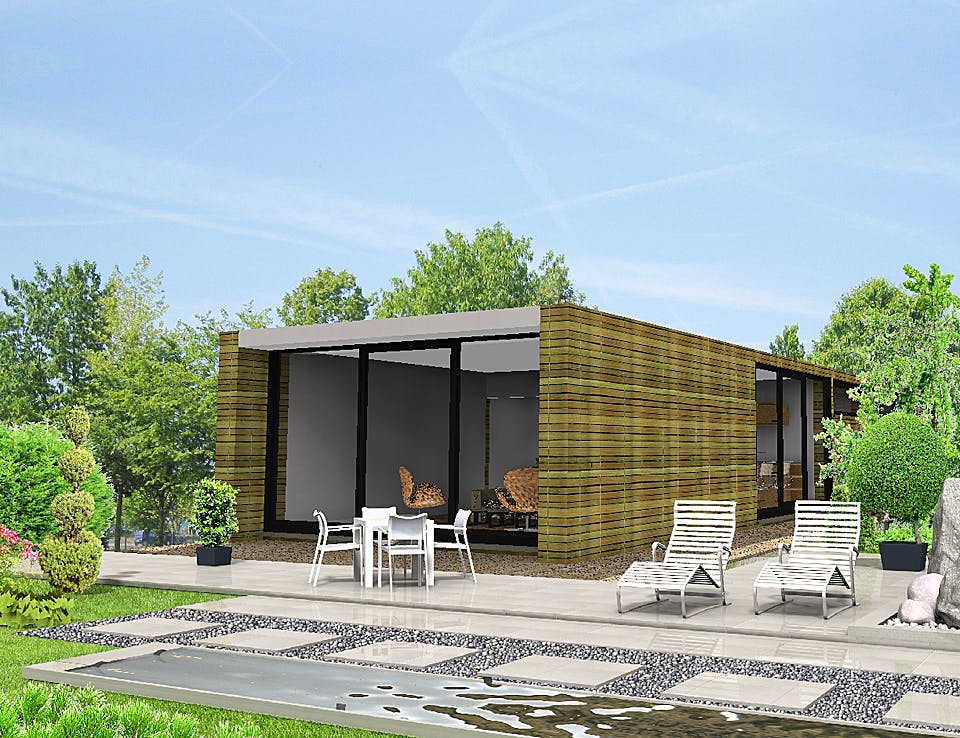 Fertighaus ONE - 90-F von Erkens Holztechnik Ausbauhaus ab 155000€, Bungalow Außenansicht 1