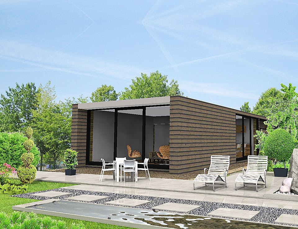 Fertighaus ONE - 90-F von Erkens Holztechnik Ausbauhaus ab 155000€, Bungalow Außenansicht 2