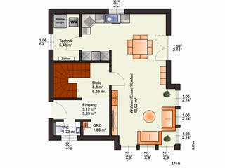 Fertighaus Esprit 117 von Bärenhaus Schlüsselfertig ab 204110€, Satteldach-Klassiker Grundriss 1