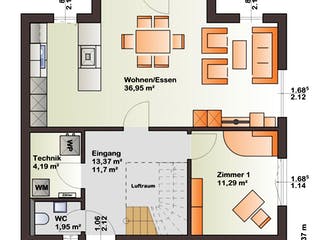 Fertighaus Esprit 125 von Bärenhaus Schlüsselfertig ab 216801€, Satteldach-Klassiker Grundriss 1