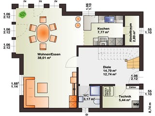 Fertighaus Esprit 134 von Bärenhaus Schlüsselfertig ab 220493€, Satteldach-Klassiker Grundriss 1
