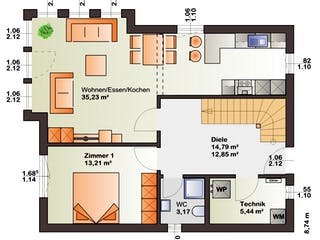 Fertighaus Esprit 134 von Bärenhaus Schlüsselfertig ab 220493€, Satteldach-Klassiker Grundriss 2