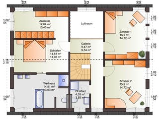 Fertighaus Esprit 184 von Bärenhaus Schlüsselfertig ab 311534€, Satteldach-Klassiker Grundriss 2