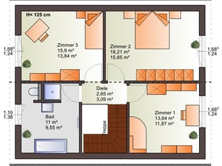 Fertighaus Euro Star 130 A von Bärenhaus Schlüsselfertig ab 209713€, Satteldach-Klassiker Grundriss 2