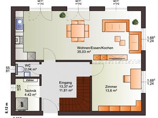 Fertighaus Euro Star 130 A von Bärenhaus Schlüsselfertig ab 209713€, Satteldach-Klassiker Grundriss 1
