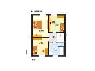 Fertighaus Eva 112 von Klaus Kowalski Immobilien Schlüsselfertig ab 164945€, Satteldach-Klassiker Grundriss 1