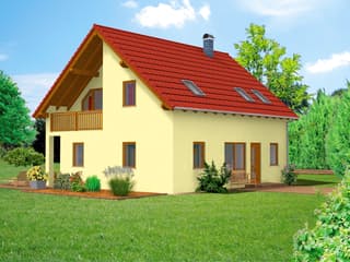 Massivhaus Evergreen 124 von F.C. Nüdling Fertigteiltechnik Schlüsselfertig ab 246000€, Satteldach-Klassiker Außenansicht 2