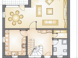 Massivhaus Evergreen 124 von F.C. Nüdling Fertigteiltechnik Schlüsselfertig ab 246000€, Satteldach-Klassiker Grundriss 1