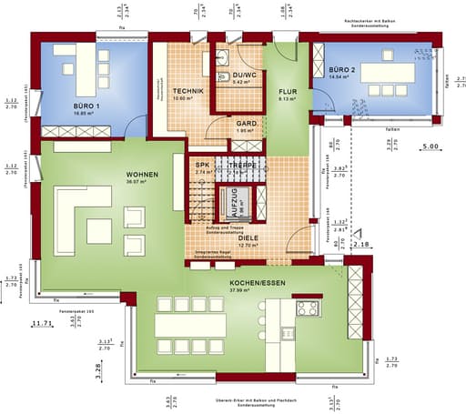 Fertighaus CONCEPT-M 211 Mannheim von Bien-Zenker Schlüsselfertig ab 838332€, Satteldach-Klassiker Grundriss 1