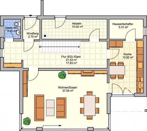 Fertighaus Linea von Fingerhut Haus Schlüsselfertig ab 485500€, Cubushaus Grundriss 1