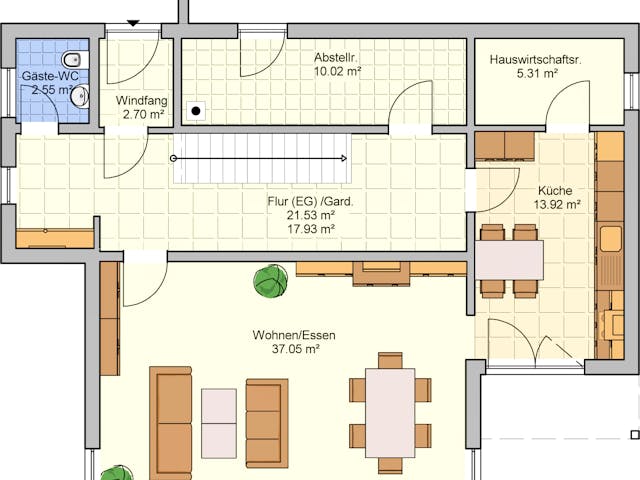 Fertighaus Linea von Fingerhut Haus Schlüsselfertig ab 531052€, Cubushaus Grundriss 1
