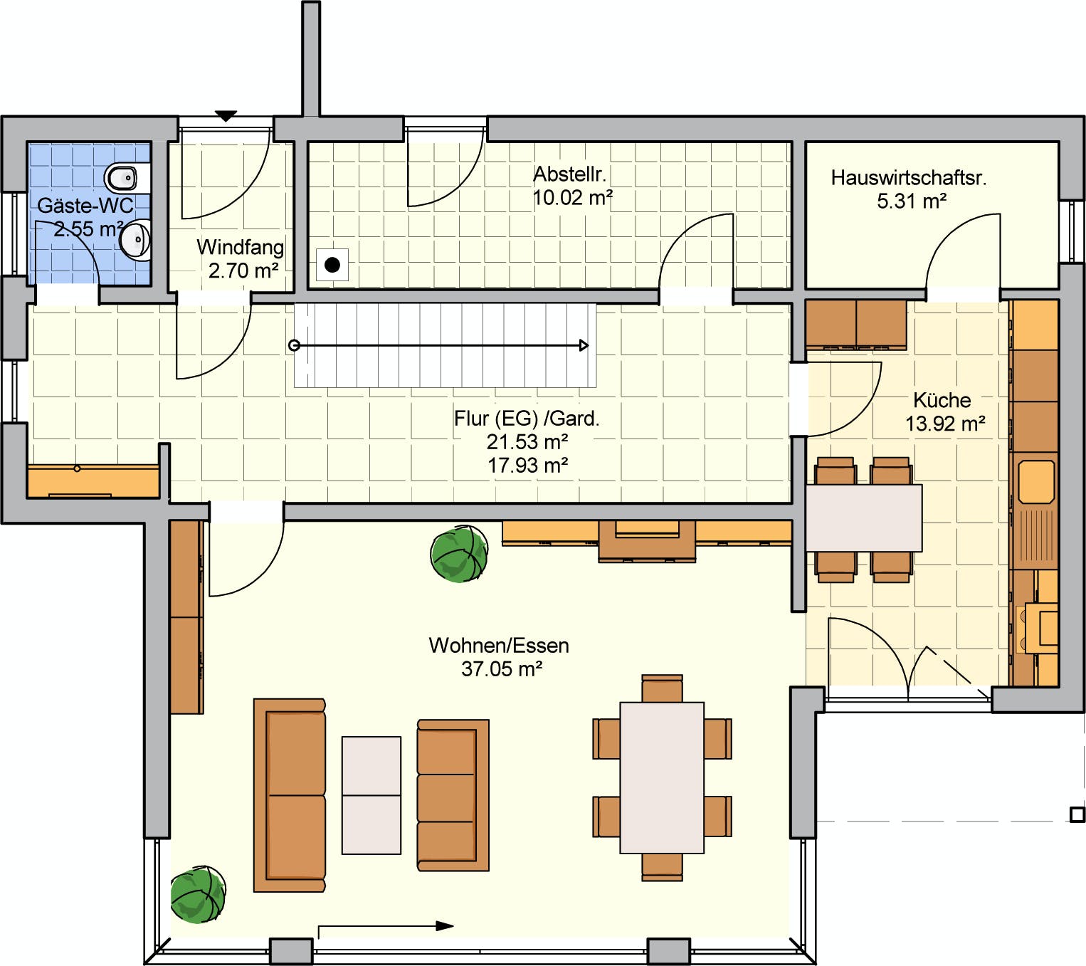 Fertighaus Linea von FINGERHUT-HAUS Schlüsselfertig ab 539417€, Cubushaus Grundriss 1