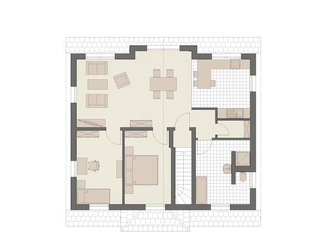 Massivhaus Haus Greifswald (2 WE) von ROTH MASSIVHAUS Schlüsselfertig ab 467500€, Satteldach-Klassiker Grundriss 1