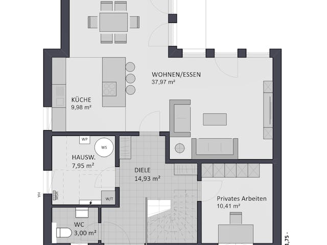 Massivhaus Entwurf SL168 von FAVORIT Massivhaus, Satteldach-Klassiker Grundriss 1