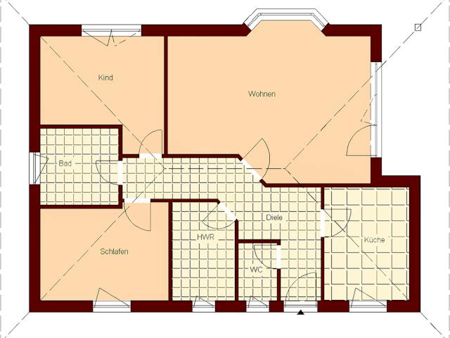 Massivhaus Sellin 94 von TIMOWA Massivhäuser Schlüsselfertig ab 239900€, Bungalow Grundriss 1
