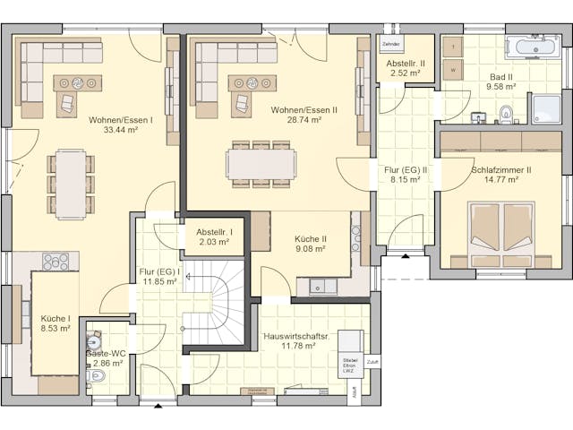 Fertighaus Junto 224 von Fingerhut Haus Schlüsselfertig ab 653374€, Satteldach-Klassiker Grundriss 1