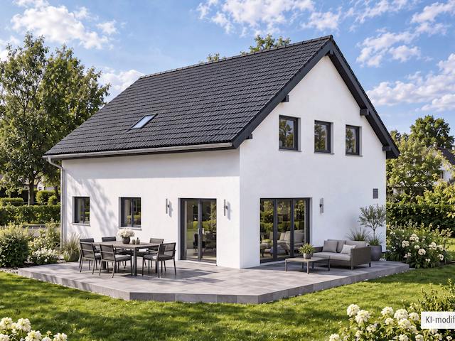 Fertighaus Junto 175 von Fingerhut Haus Schlüsselfertig ab 546563€, Satteldach-Klassiker Außenansicht 1