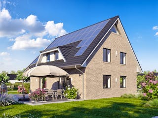 Massivhaus Jubilé-Haus 160 von GfG-Architektenhäuser Schlüsselfertig ab 299900€, Satteldach-Klassiker Außenansicht 7