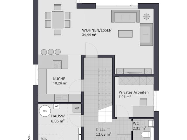 Massivhaus Entwurf NB142 von FAVORIT Massivhaus, Satteldach-Klassiker Grundriss 1