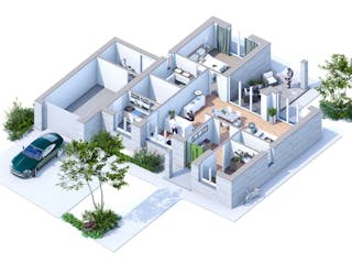 Massivhaus Wohlfühlhaus - Wohnkomfort au von planen + bauen Schlüsselfertig ab 369000€, Satteldach-Klassiker Grundriss 1