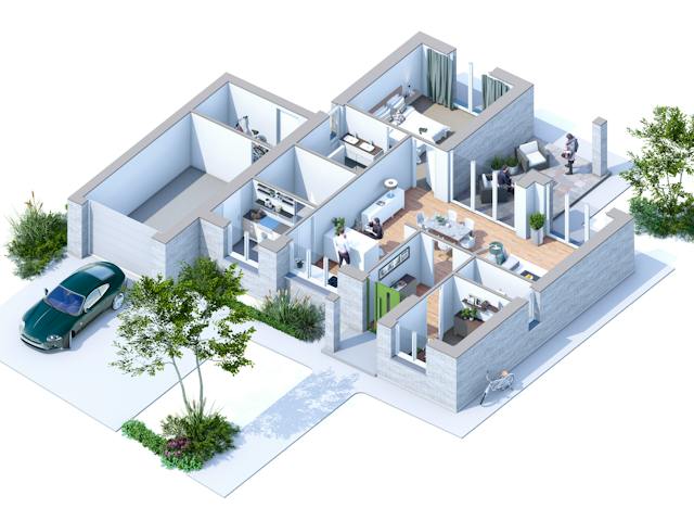 Massivhaus Wohlfühlhaus - Wohnkomfort au von planen + bauen Schlüsselfertig ab 369000€, Satteldach-Klassiker Grundriss 1
